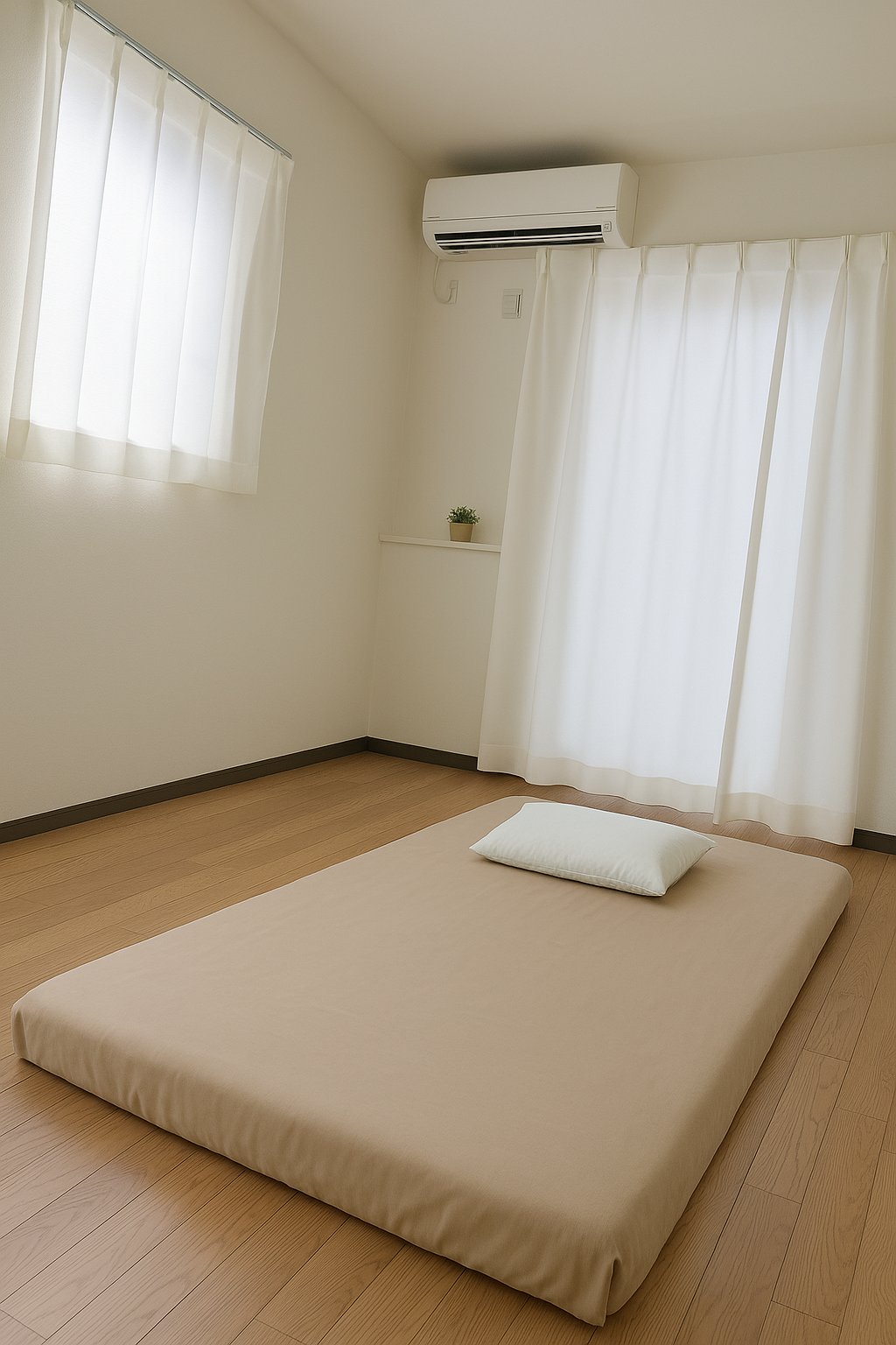 Clean treatment room with futon and soft natural light